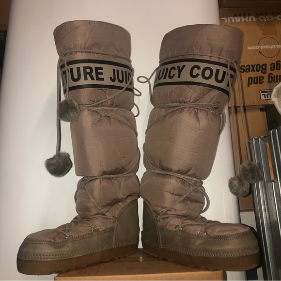 #1224 A2DD Juicy Couture Moon Snow Boots Used with box Sz10 khaki - Picture 3 of 12